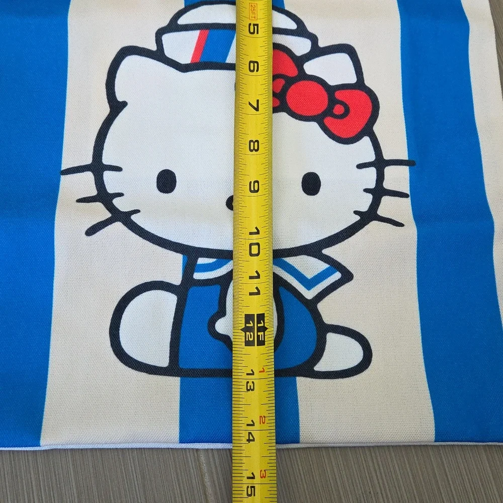 Hello Kitty Reusable Canvas Tote Blu Striped